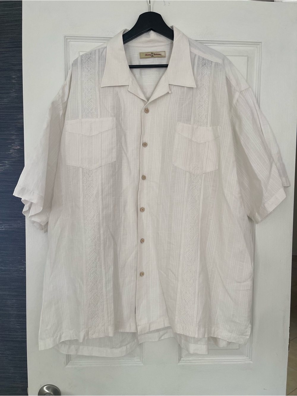 Tommy Bahama White Short-Sleeve Button-Down linen & cotton blend XXL